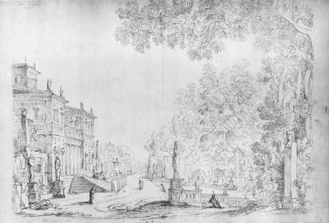 Luigi Basiletti-18-Veduta di Villa Borghese